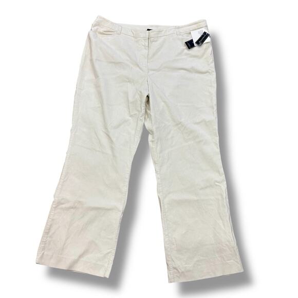 NWT Jones New York Size 22W Ivory Corduroy Wide Leg Pants Capsule Stretchy - Picture 1 of 4